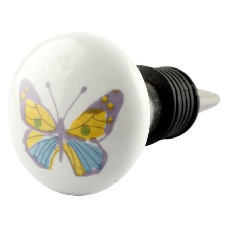 Yellow Butterfly Ceramic Wine Stopper